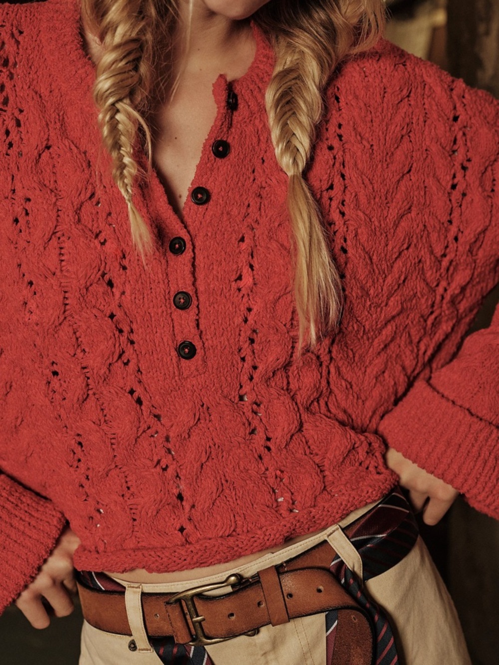 Free People Polly Cable-Knit Sweater